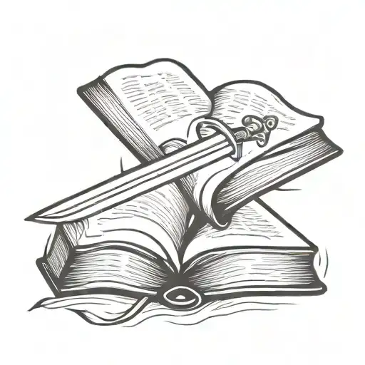 Open Book With Sword Going