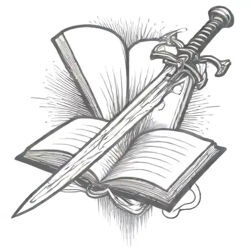 Open Book With Sword Going Through It