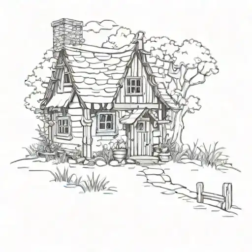 Witch's Cottage In Forest Scene