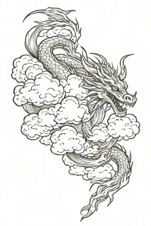 Dragon Fire Rising Around Clouds Surrounding