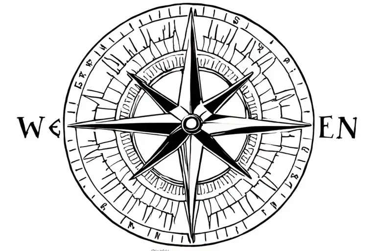 Compass Rose With Intricate Details