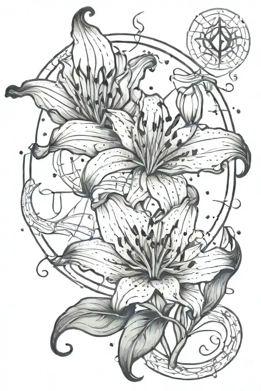 Esoteric Tattoo Zodiac Sign Cancer Moon Lily Constellation