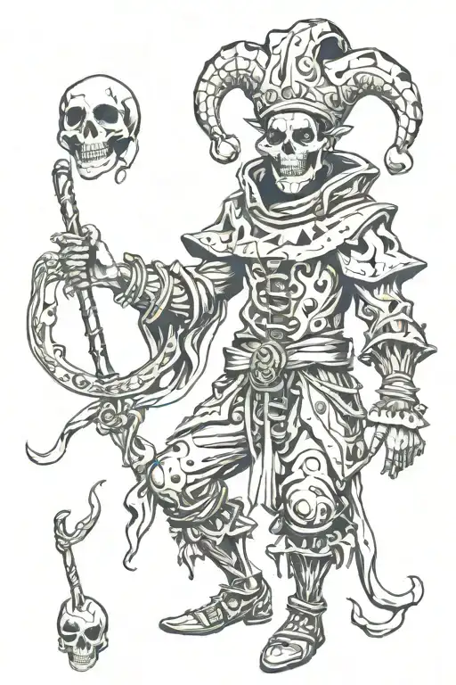 Full Body Jester With A Skull Face