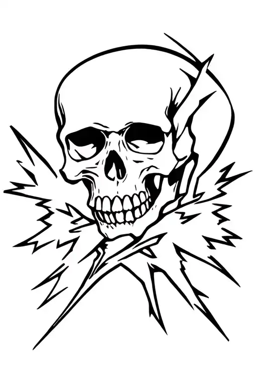 Skull And Lightning Striking