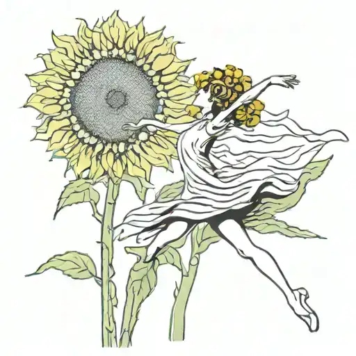 Travel Psychologist Dancer Sunflower Forest Scene