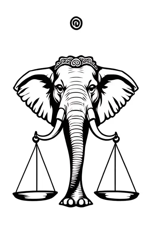 An Asian Elephant Head Holding A Balance Scale