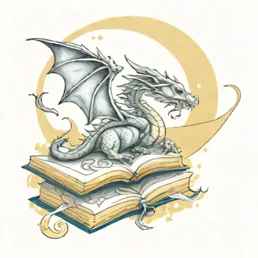 Books Dragon Fairie Moon Stars Forming The Shape