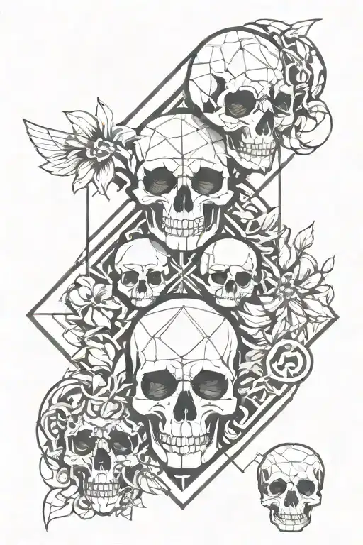 A Geometric Design Incorporating Elements Of Higher Self And Skulls Symbolizing Duality