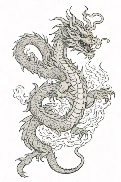 Southeast Asian Dragon Breathing Fire Down