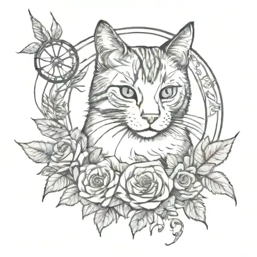 Cat And A Dreamcatcher Roses Mayflowers Hibiscus Phoenix