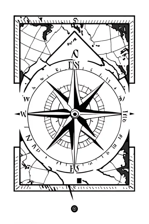 Compass With Map Outline