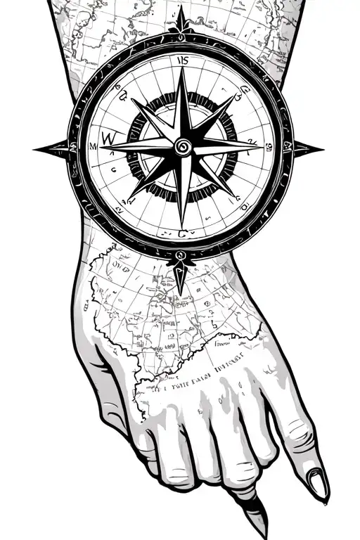 Compass With Map Around The Forearm