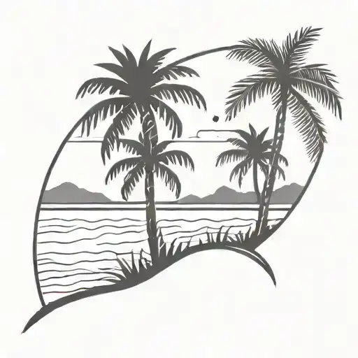 3 Beach Scene With Palm Trees