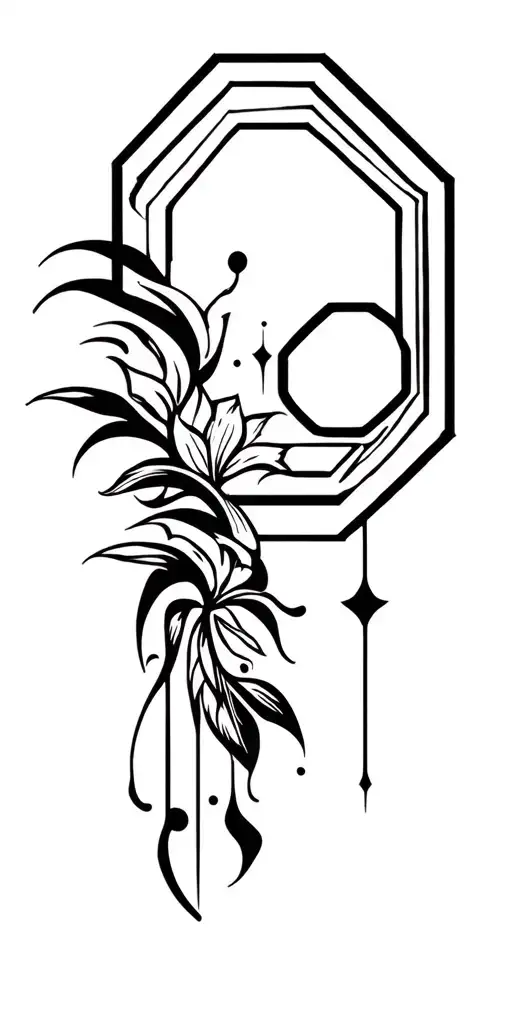 Octagon Tattoo Black White