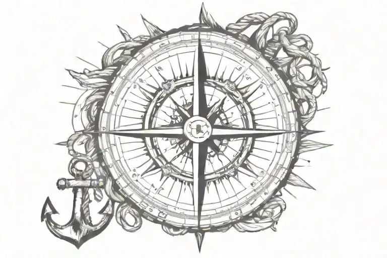 Compass And An Anchor Connected