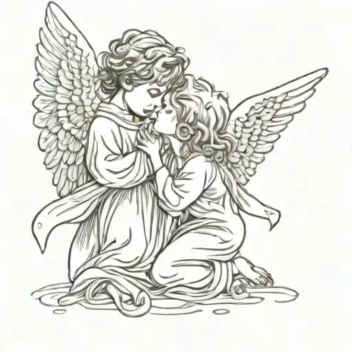 Angels Boy And Girl Love Kiss