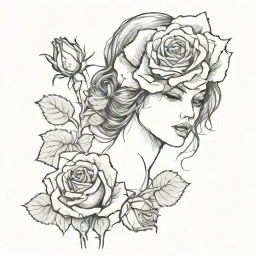 Little Rose And Women Face