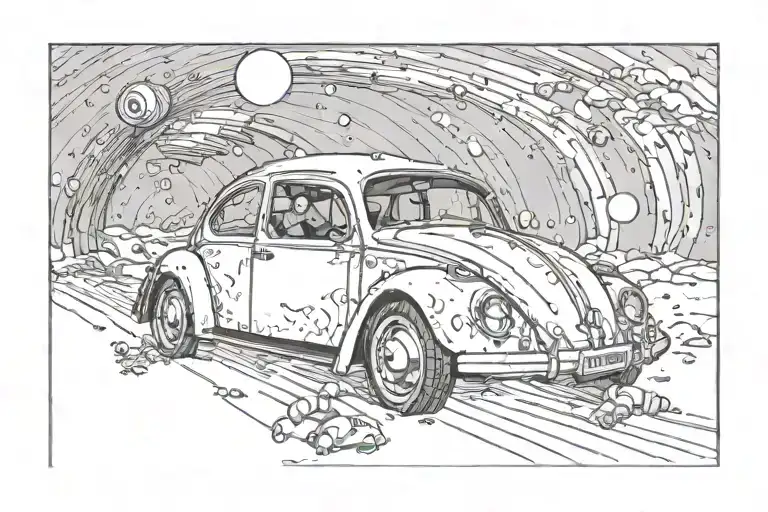 Vw Beetle Driving Into Space Void