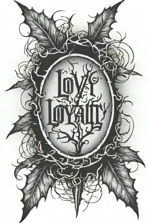 Loyalty In Old English Faded And Torn Edges With Black Thorns