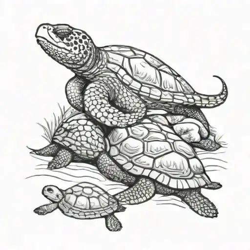 Moray Eel Protecting A Turtle