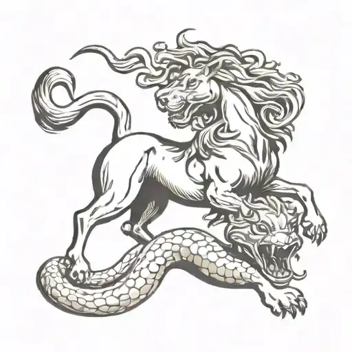 Snake And Horse Inside Lion's Roar Connected To Snake