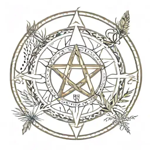 Indigenous Medicine Wheel With Pentacle In The Middle Of The Circle