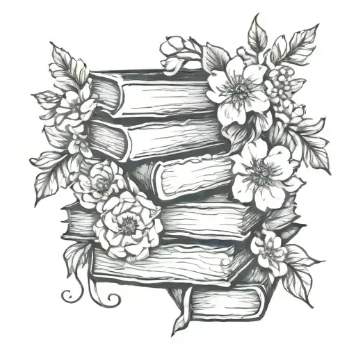 Books Flowers And Black Band