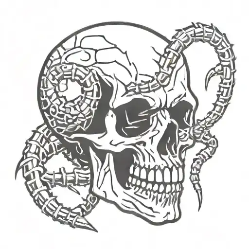 Skull With A Centipede Crawling Out Of Its Mouth