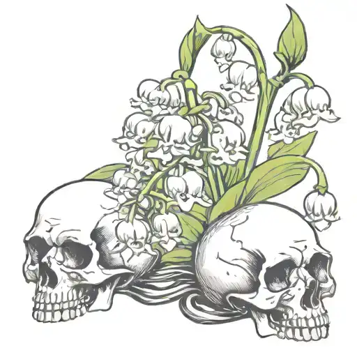 Lily Of The Valley With Skulls Instead Of Flowers With A Snake