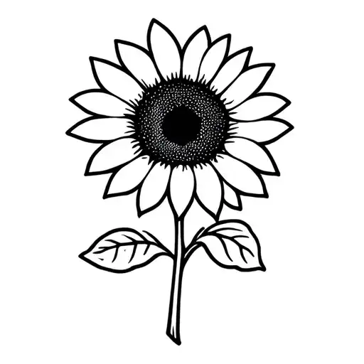 Simple Sunflower With Leaves