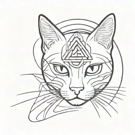 Cat With Third Eye Symbol