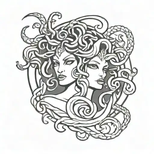 Medusa And Malificent Combined Tattoo Design