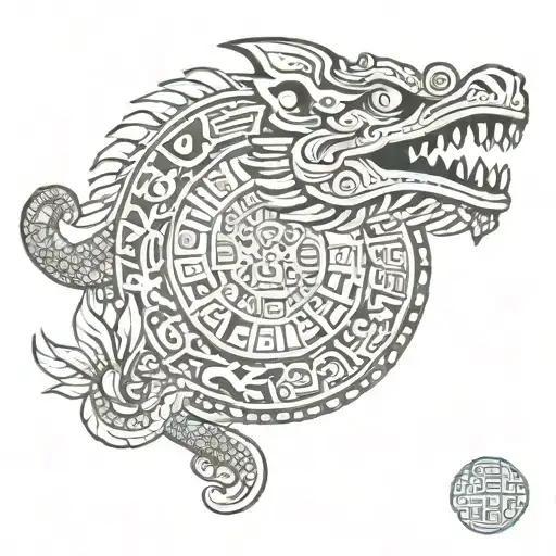 Feathered Serpent Around Mayan Calendar