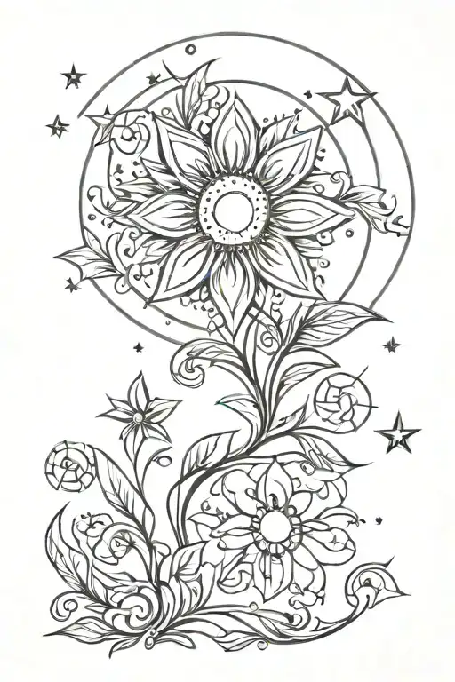 Flower Moon Cristals Stars