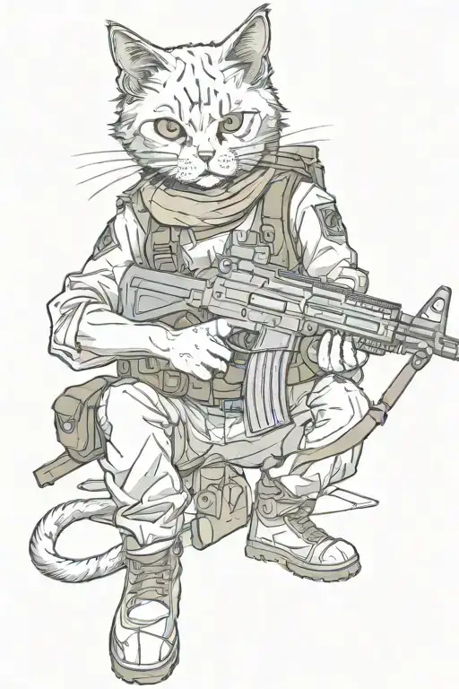 Dark Style Kitty With Ak47
