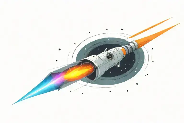 Retro Spaceship Exiting A Black Hole Eating Star