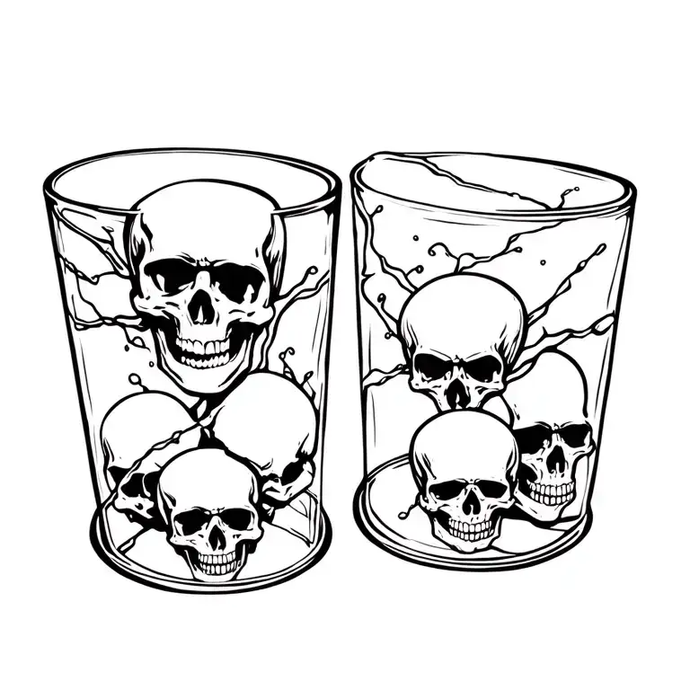 Hour Glass Busted With Skulls Surrounded