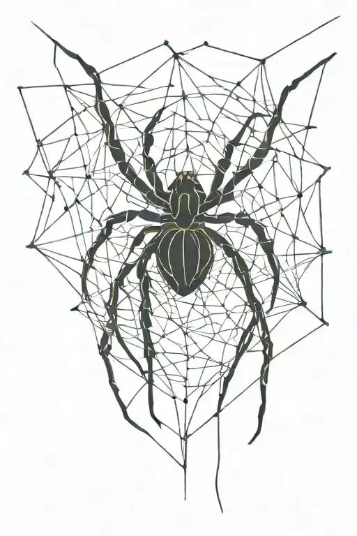 Black Widow Spider Crawling Up With Webs Surrounding