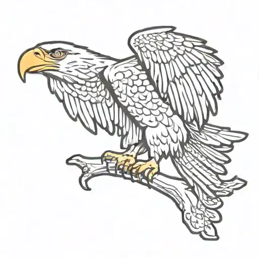 Patriotic Flag Eagle Perched