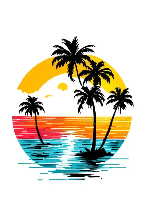 Palm Trees Colors Sunset