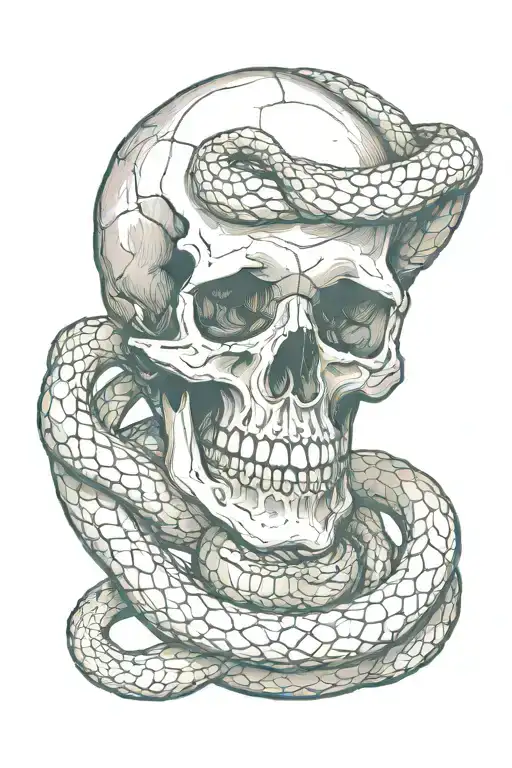Skull With Snake