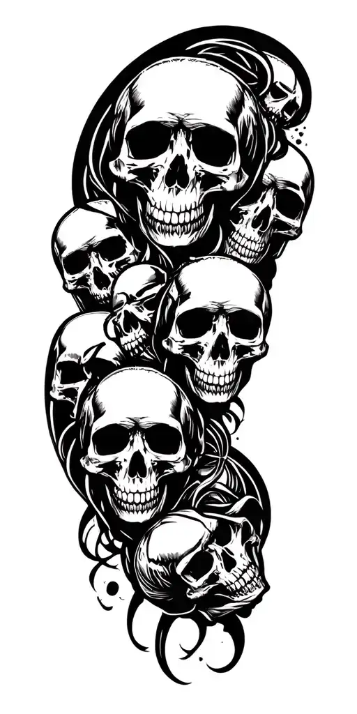 Skulls Connected Up Arm Sleeve No Background