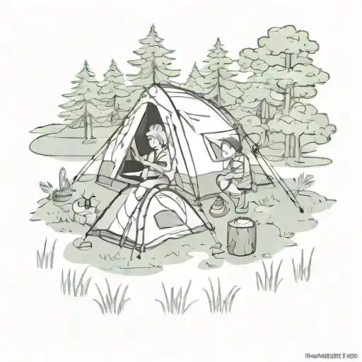 Childhood Camping Scene Immersed