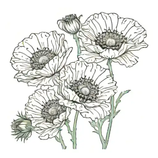 Poppy And Daisy Flowers