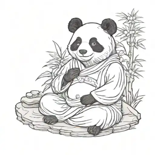 Wise Panda Meditating Figure