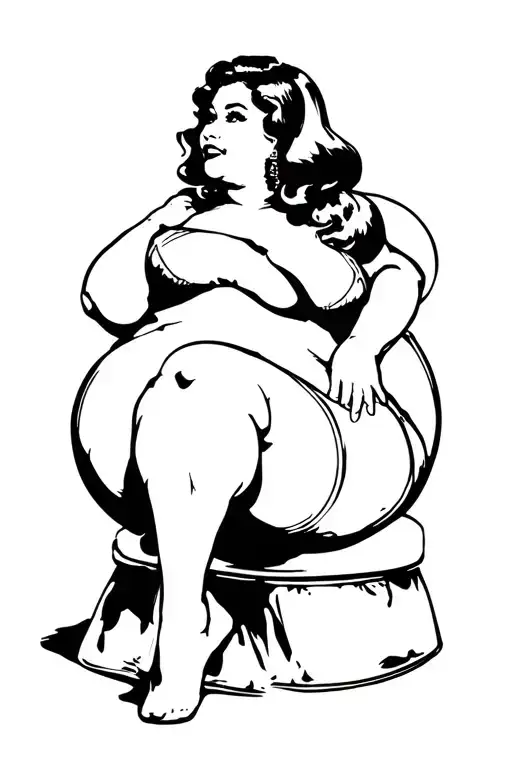 Fat Pinup Girl Sitting