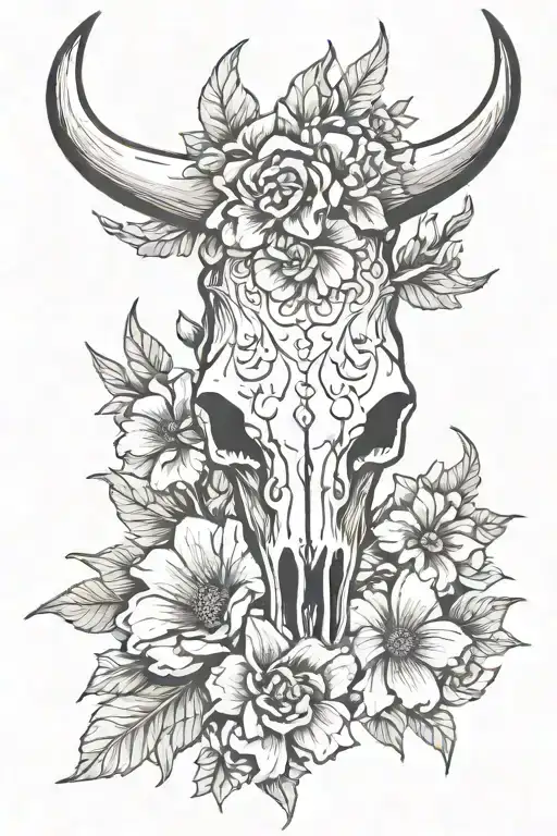 Western Longhorn Skull Flowers