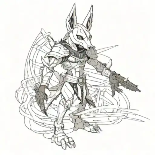 Wispy Anubis In Battle Stance Cyber Goth