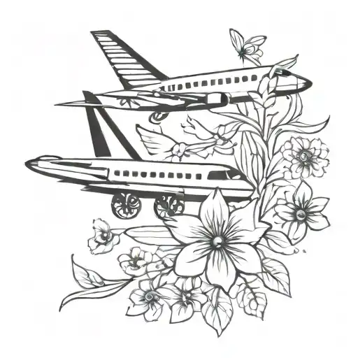 Airplane 3 Flowers And 3 Dog Paws