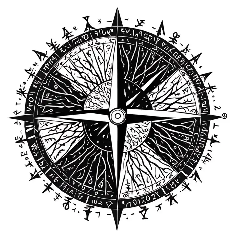 Vegvisir Viking Compass Including Tree Of Life And Abundant Runes Of Health Protection